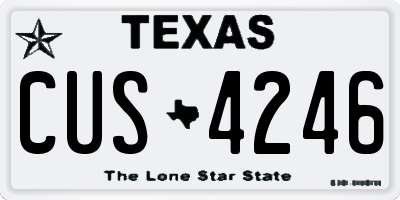 TX license plate CUS4246