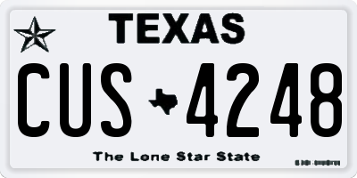 TX license plate CUS4248