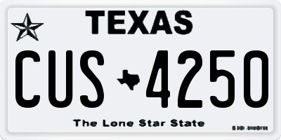 TX license plate CUS4250