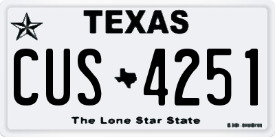 TX license plate CUS4251