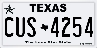 TX license plate CUS4254