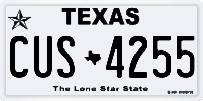 TX license plate CUS4255