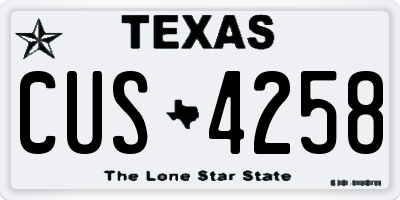 TX license plate CUS4258
