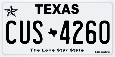 TX license plate CUS4260