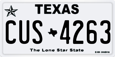 TX license plate CUS4263