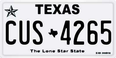 TX license plate CUS4265