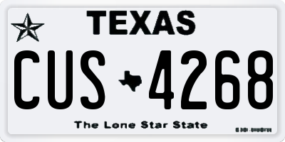 TX license plate CUS4268