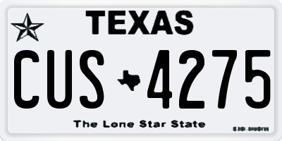 TX license plate CUS4275