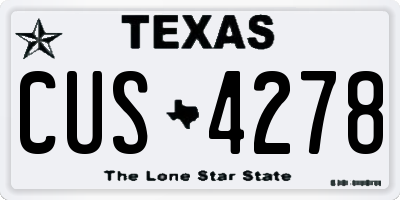 TX license plate CUS4278