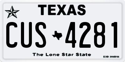 TX license plate CUS4281