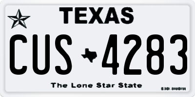 TX license plate CUS4283
