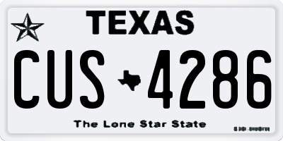 TX license plate CUS4286