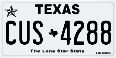 TX license plate CUS4288
