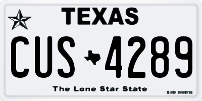 TX license plate CUS4289