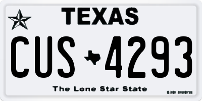 TX license plate CUS4293