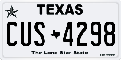 TX license plate CUS4298