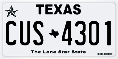 TX license plate CUS4301