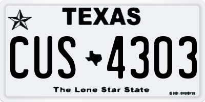 TX license plate CUS4303