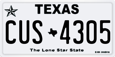 TX license plate CUS4305