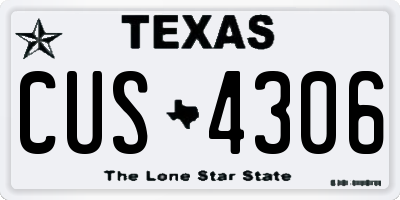 TX license plate CUS4306