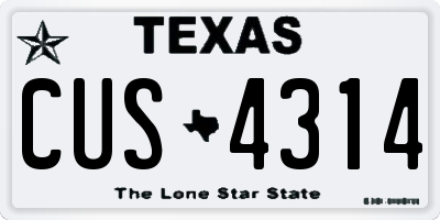 TX license plate CUS4314
