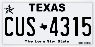 TX license plate CUS4315