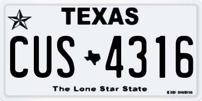 TX license plate CUS4316