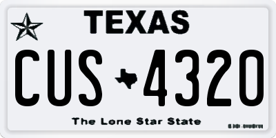 TX license plate CUS4320
