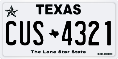 TX license plate CUS4321
