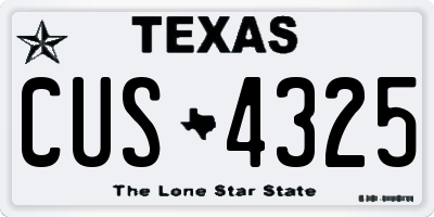 TX license plate CUS4325