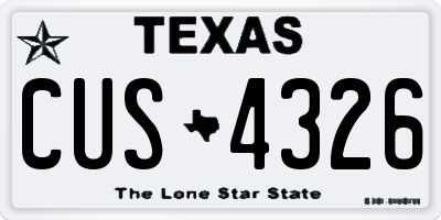 TX license plate CUS4326