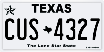 TX license plate CUS4327