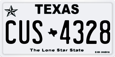 TX license plate CUS4328