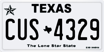TX license plate CUS4329