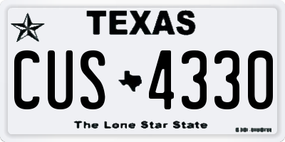 TX license plate CUS4330