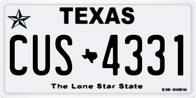 TX license plate CUS4331