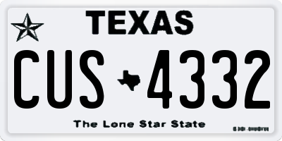 TX license plate CUS4332