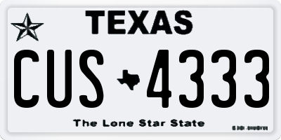TX license plate CUS4333