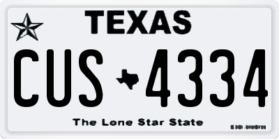 TX license plate CUS4334