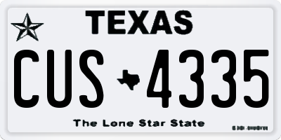 TX license plate CUS4335
