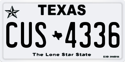 TX license plate CUS4336