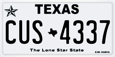 TX license plate CUS4337