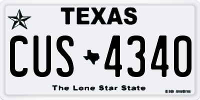 TX license plate CUS4340