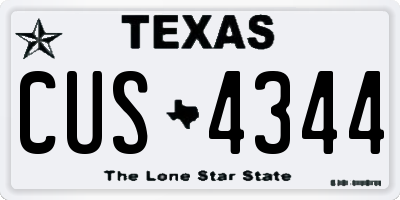 TX license plate CUS4344