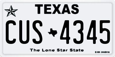 TX license plate CUS4345