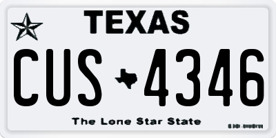 TX license plate CUS4346