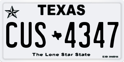 TX license plate CUS4347