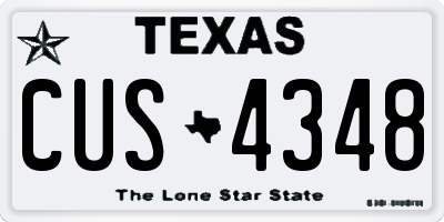 TX license plate CUS4348