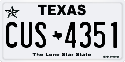 TX license plate CUS4351