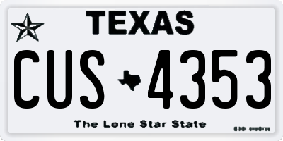 TX license plate CUS4353